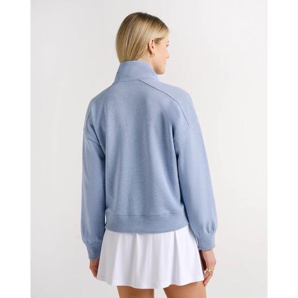Travis Mathew Women’s Large Heather Blue Bristol Half Zip Pullover - Picture 2 of 8